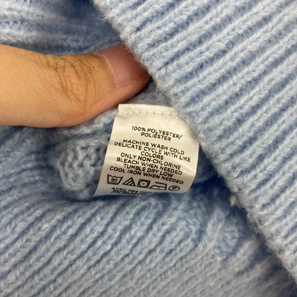 New LOFT size XL Light Blue Open Knit Ruffle Detail Elegant Preppy Sweater - Picture 3 of 10